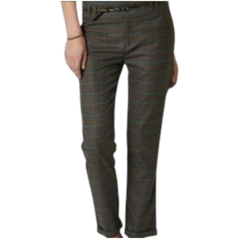 NWT‎ Anthropologie Cartonnier Plaid Ankle Pants Brown Size 2 Preppy Academia